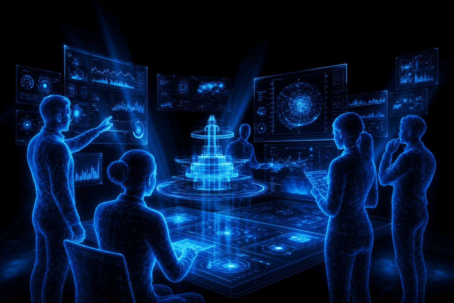 Holographic engineering team collaborating